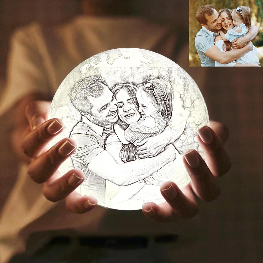 Custom Engraved 3D Printing Photo Earth Lamp 2 Light Colors - auphotoblanket