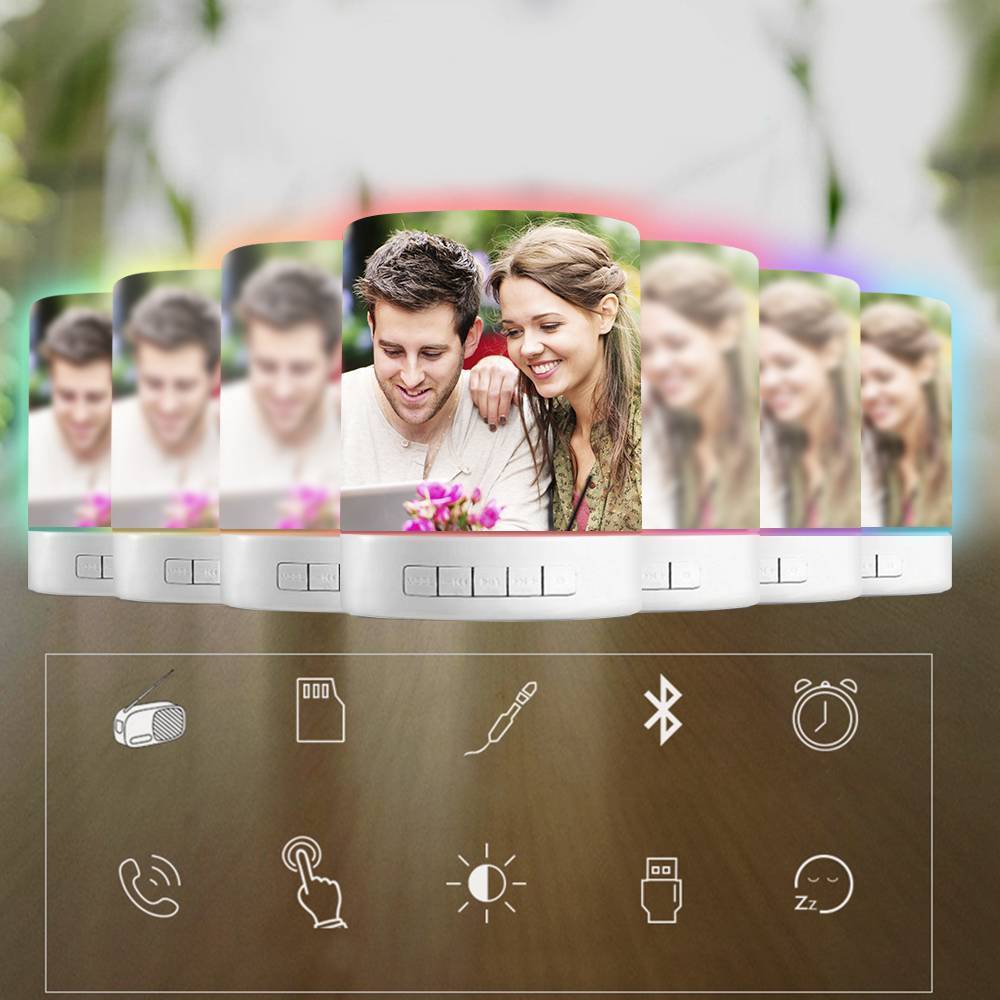 Personalized Sweet Lover Photo Night Lamp, Photo Audio Bluetooth Seven Colors - auphotoblanket