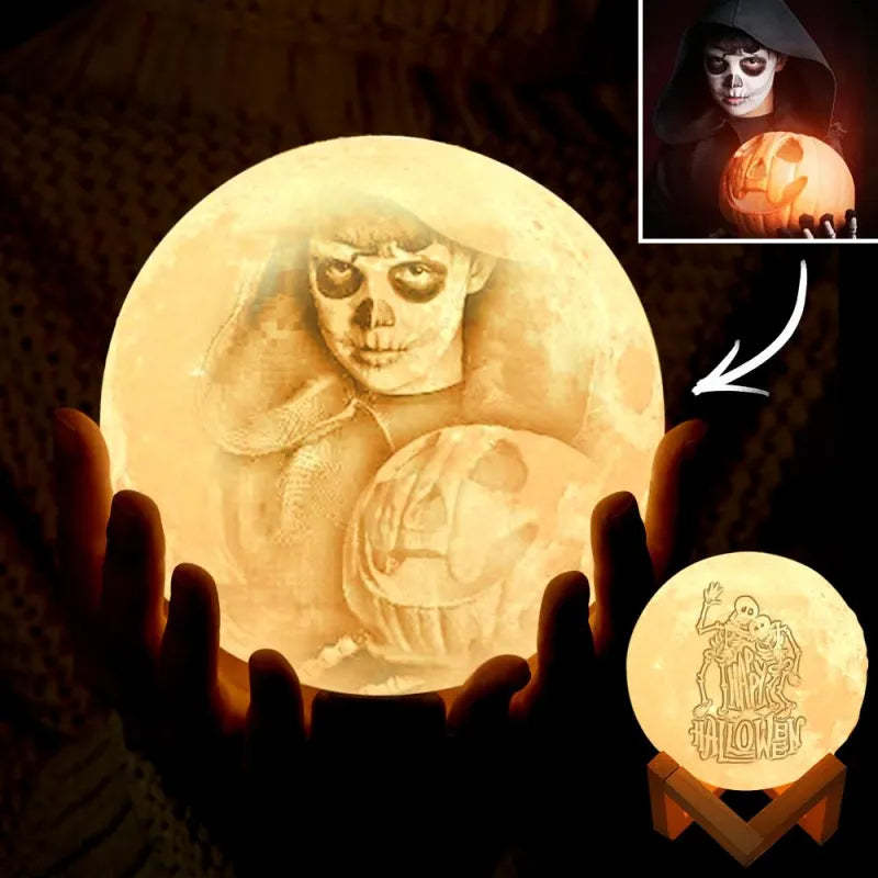 Gift for Mom Moon lamp Custom Picture Light & Engraving Custom 3D Print Luna Light - auphotoblanket