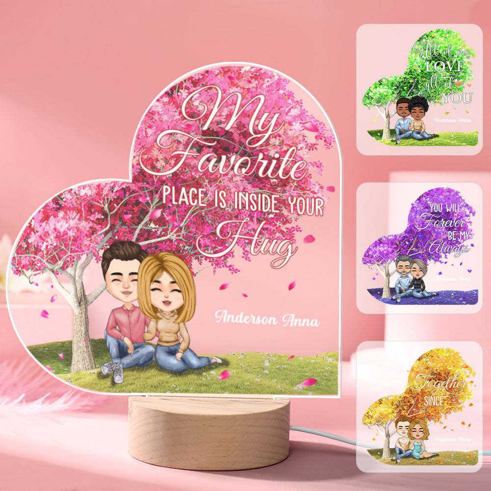 Custom Lamp Personalized Couple Hairstyle Clothes and Name Acrylic Lamp Gifts - auphotoblanket