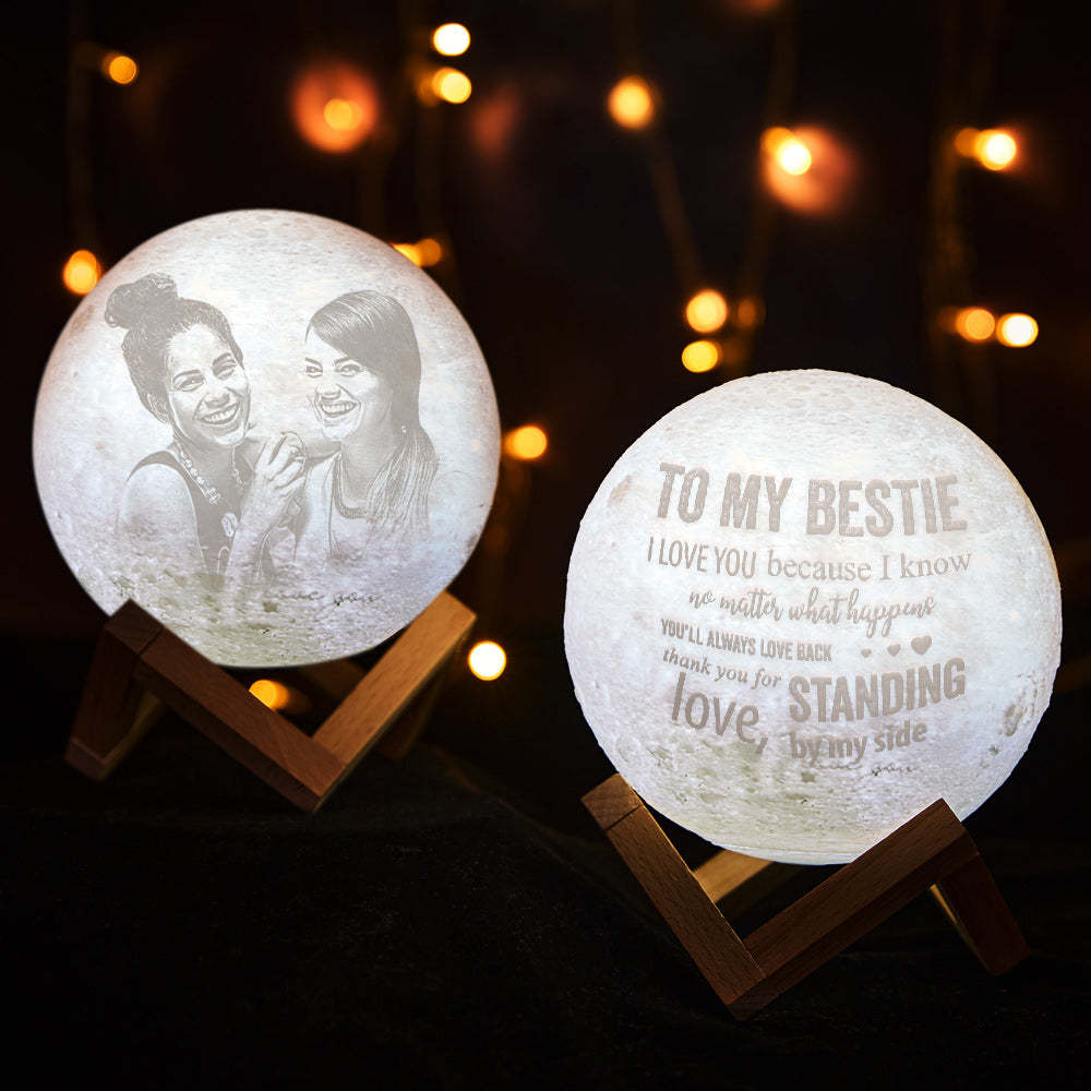 To My Best Friend Personalized Luna Moon Lamp Night Light 3D Print Moonlight LED Dimmable  Bestie Gift - auphotoblanket