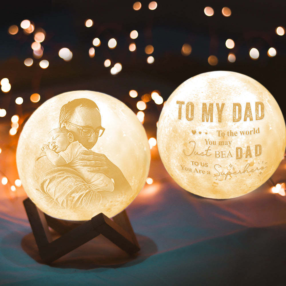 Personalized 3D Photo Moon Lamp with Touch Control for Family To My Dad Gift for dad - auphotoblanket