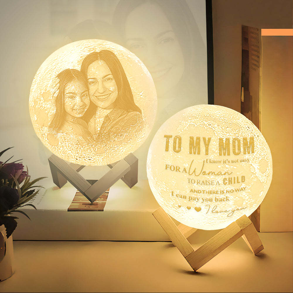 Mother's Day Gifts Custom 3D Printing Photo Moon Lamp Magic Lunar With Photo & Text - Touch Two/Three Colors(10cm-15cm) - auphotoblanket