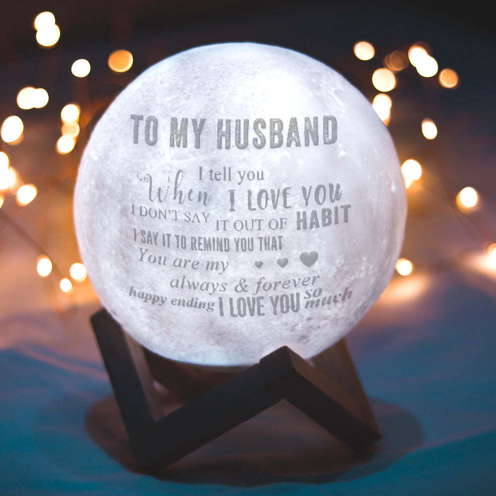 Father's Day Gifts Customised Moon Lamp with Touch Control To My Hunsband Anniversary Gift For Him - auphotoblanket