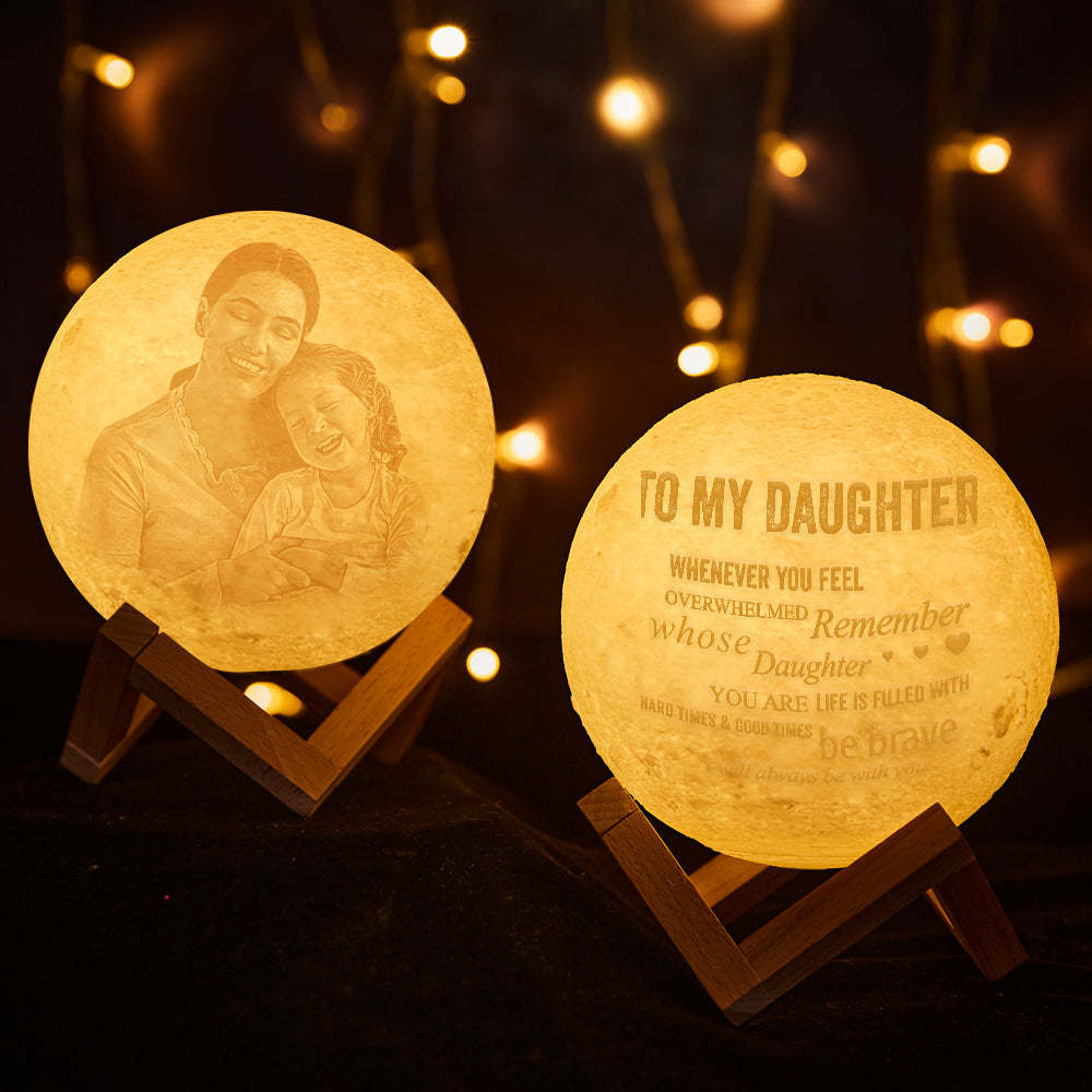 Personalized 3D Print Lunar Night Moon Lamp - Touch Two/Three Colors(10cm-15cm) To My Daughter Daughters Birthday Unique Grown Up Daughter Gifts - auphotoblanket