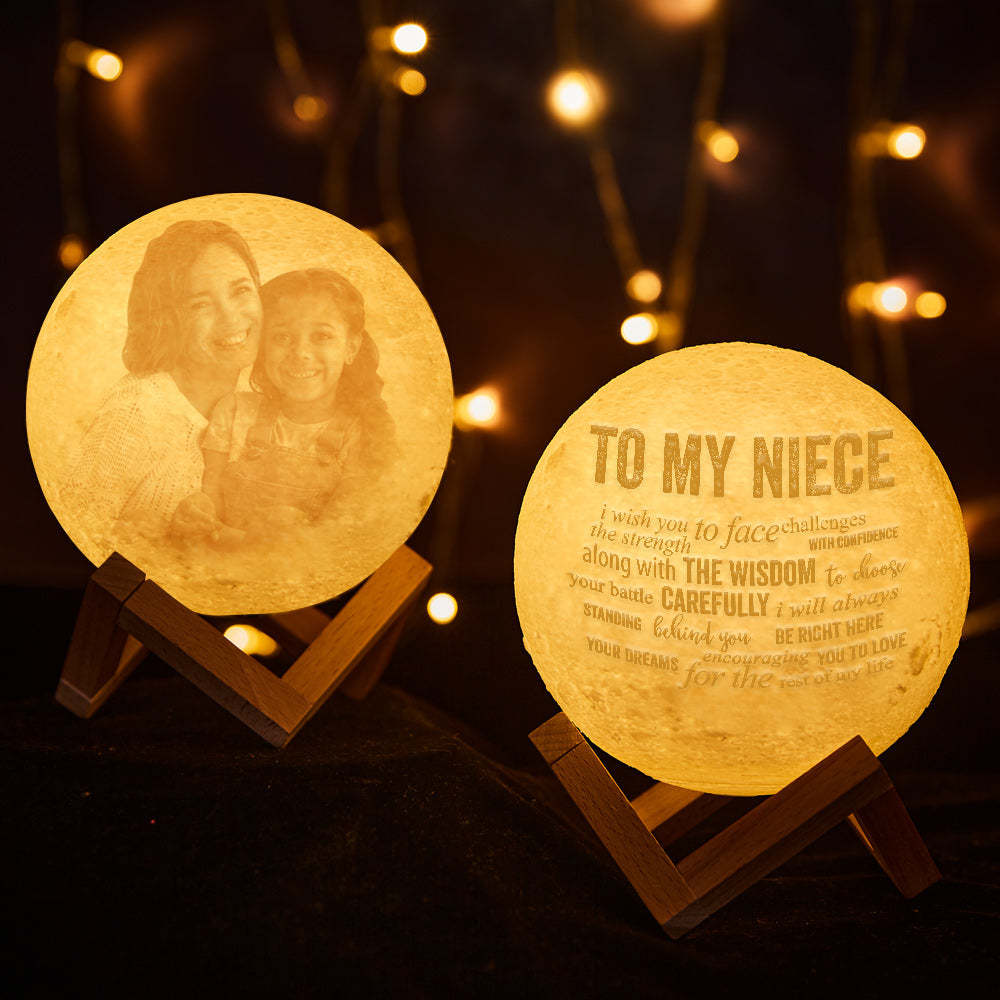Custom Photo Moon Night Light Birthday gift To My Niece Gift From Aunt - auphotoblanket