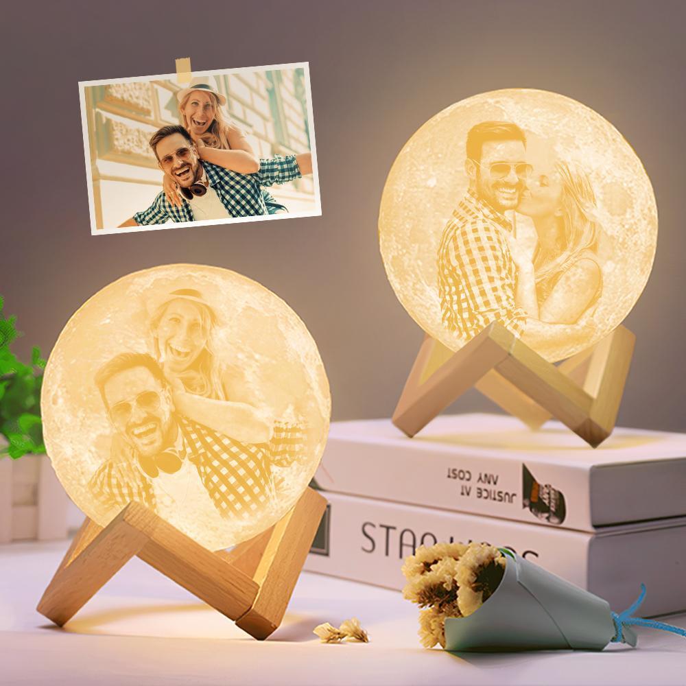 Custom 3D Printing Photo Moon Lamp Magic Lunar With Double-Sided Printed Picture (10cm-15cm) - auphotoblanket