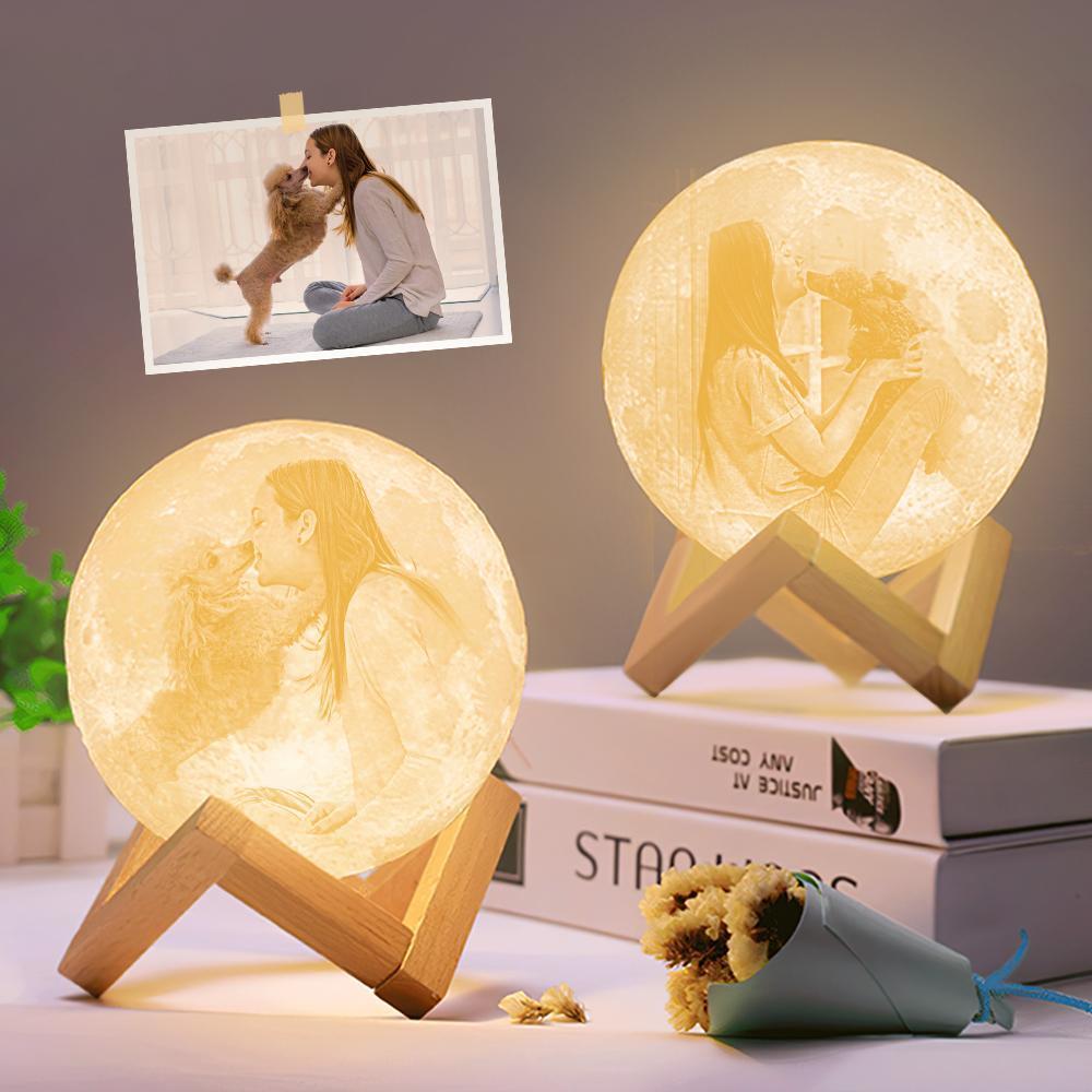 Custom 3D Printing Photo Moon Lamp Magic Lunar With Double-Sided Printed Picture (10cm-15cm) - auphotoblanket