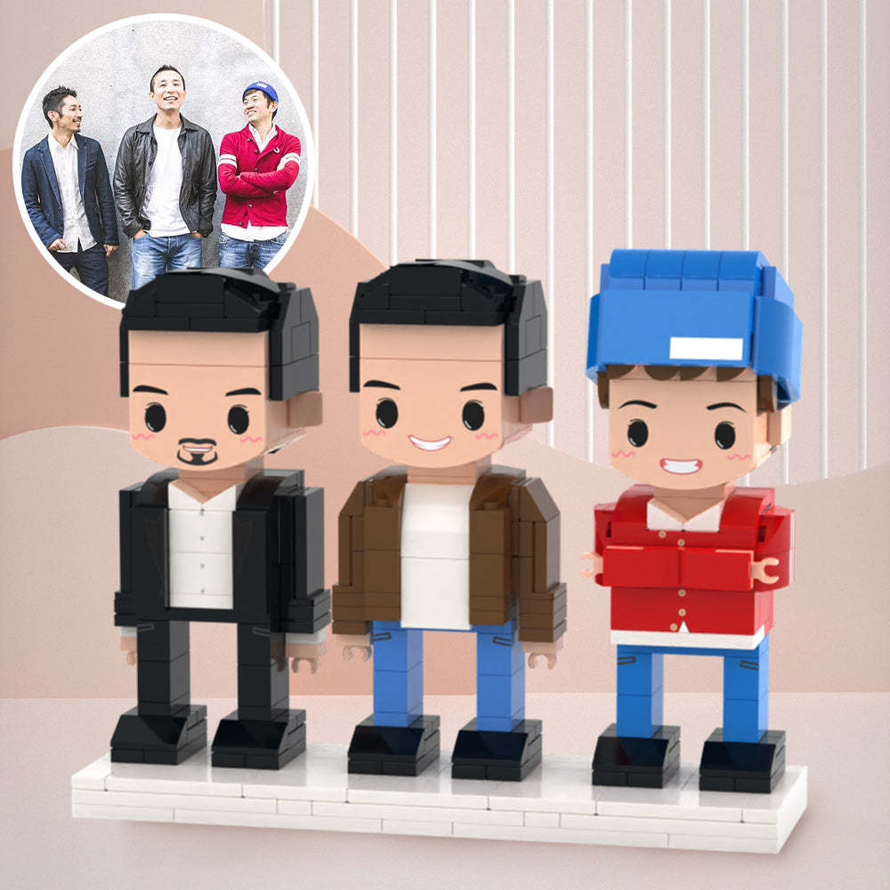 Gifts for Guys 3 People Full Custom Brick Figures Customize Brick Figures Small Particle Block Toys Valentine's Day Gifts - auphotoblanket
