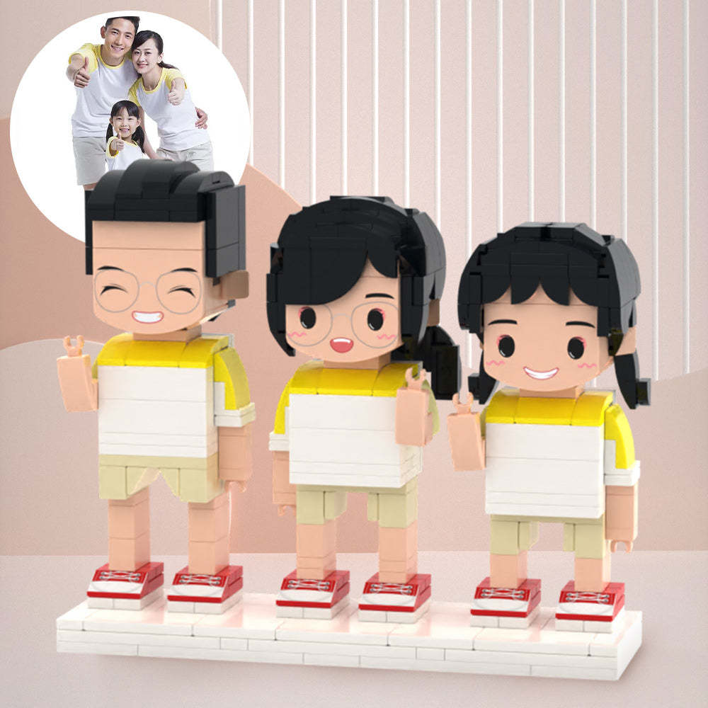 Family Surprise Gifts 3 People Full Custom Brick Figures Custom Brick Figures Small Particle Block Toys Mother's Day Gifts - auphotoblanket