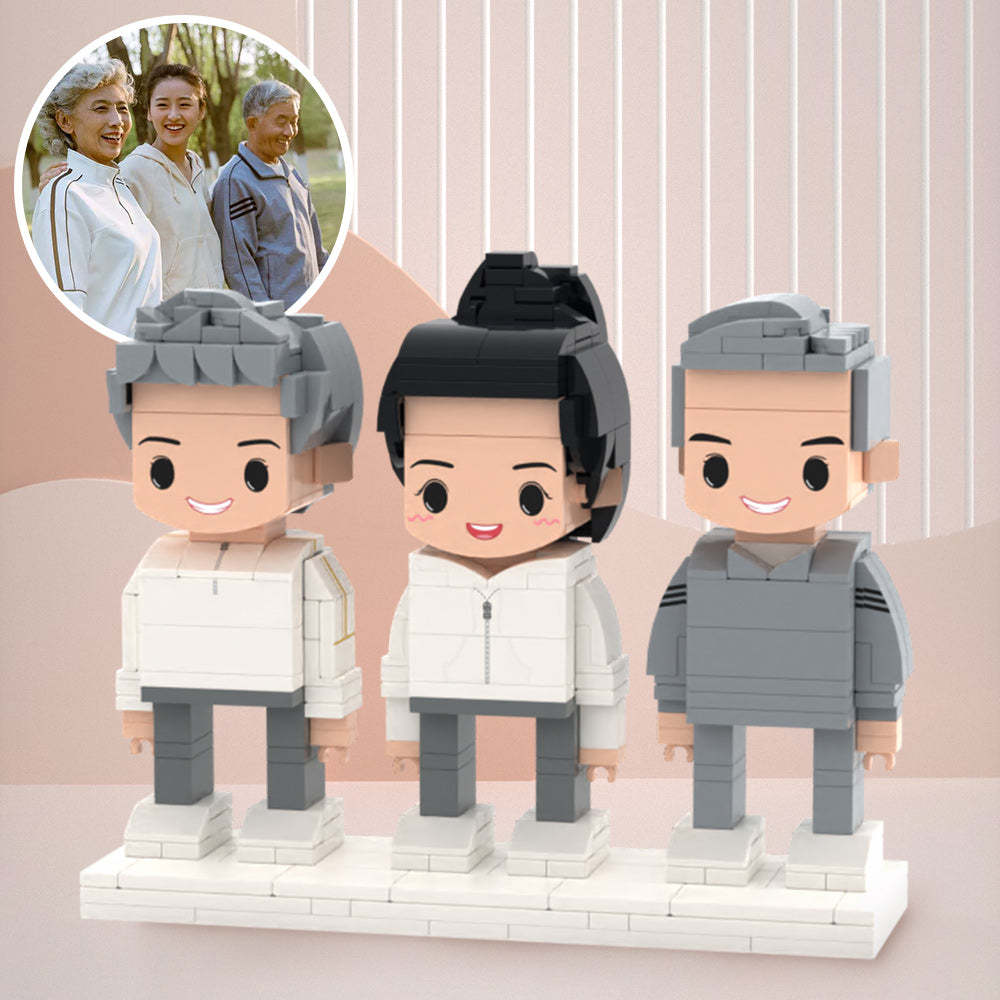 Gifts for Elders 3 People Full Custom Brick Figures Custom Brick Figures Small Particle Block Toys Mother's Day Gifts - auphotoblanket