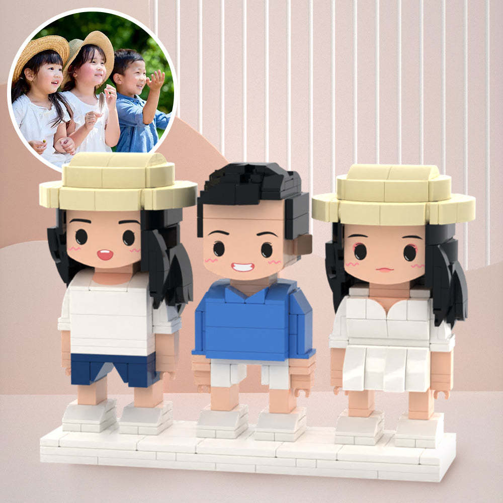 Memorial Gift for Kids 3 People Full Custom Brick Figures Custom Brick Figures Small Particle Block Toys Valentine's Day Gifts - auphotoblanket