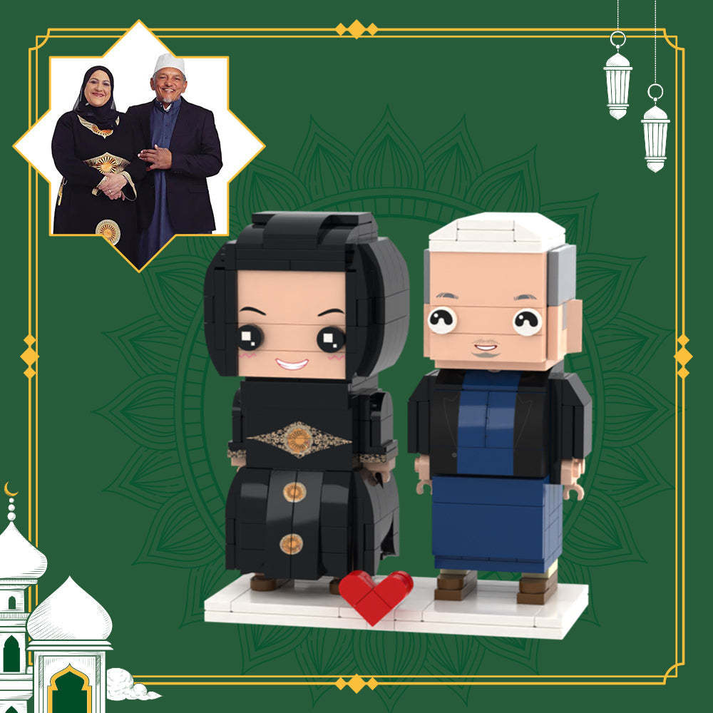 Memorial Gifts for Parents Full Custom 2 People Brick Figures Custom Brick Figures Small Particle Block Toy - auphotoblanket