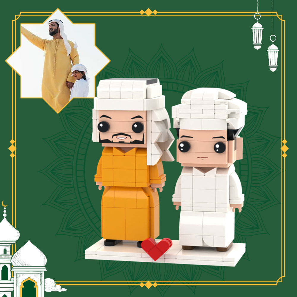 Parent-Child Gift Full Custom 2 People Brick Figures Custom Brick Figures Small Particle Block Toy - auphotoblanket