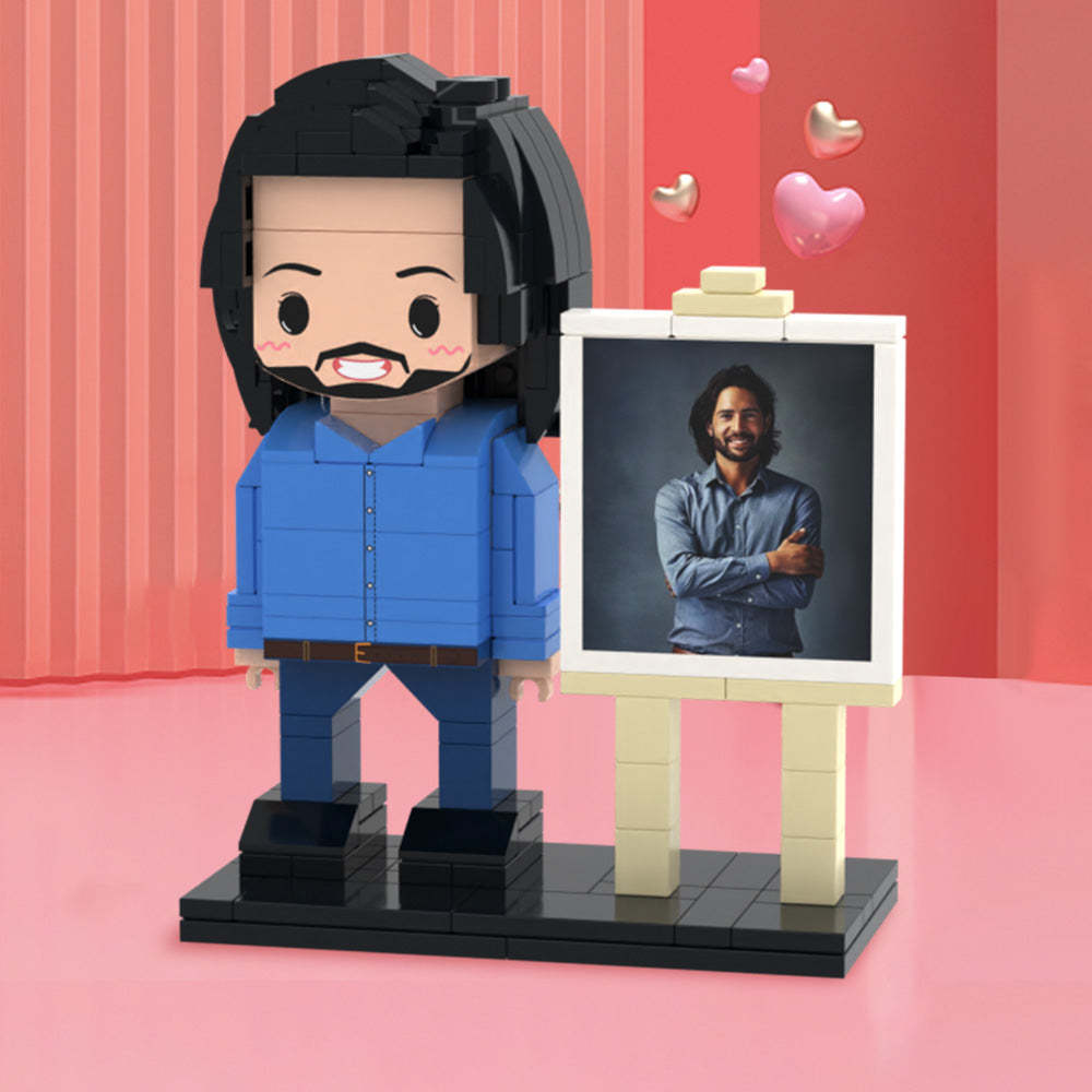 Gfits for Him Full Body Custom 1 Person Brick Figures Custom Brick Figures with Frame Small Particle Block Toy - auphotoblanket