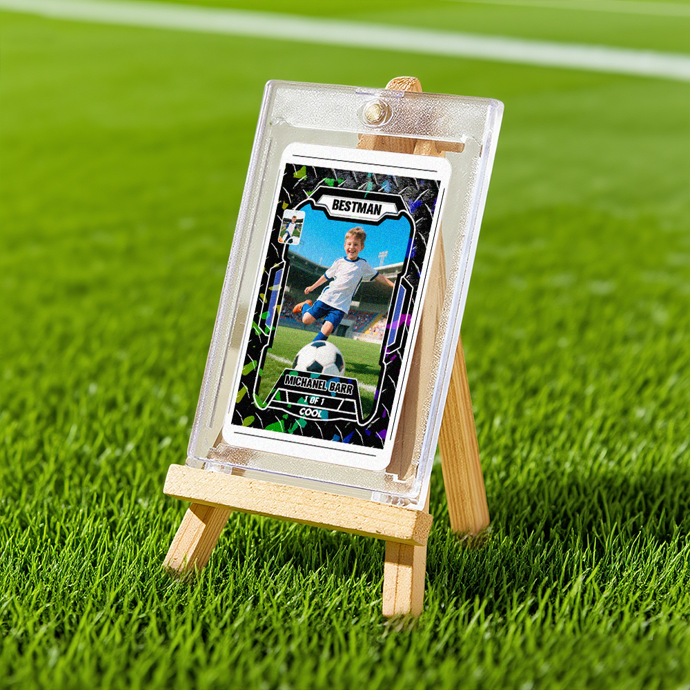 Custom Kids Anime Monster Card Sport Portrait from Photo Personalized Sports-Themed Trainer Card with Custom Name & Stats Unique Gift for Athletes & Fans - auphotoblanket