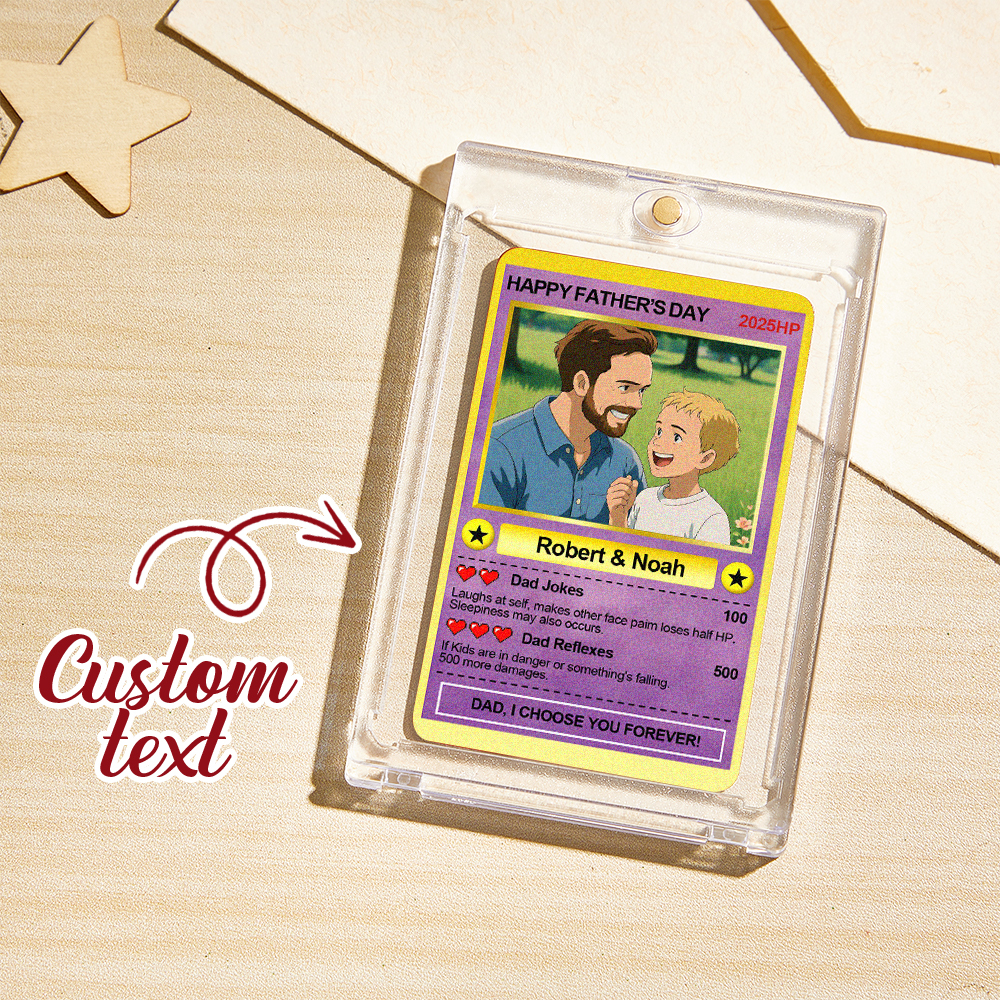 Personalized Father's Day Anime Card, Fathers Day Gift From Kids, Game Dad Gift, Custom Photo Trading Anime Card, Gamer Husband Gift,New Dad - auphotoblanket