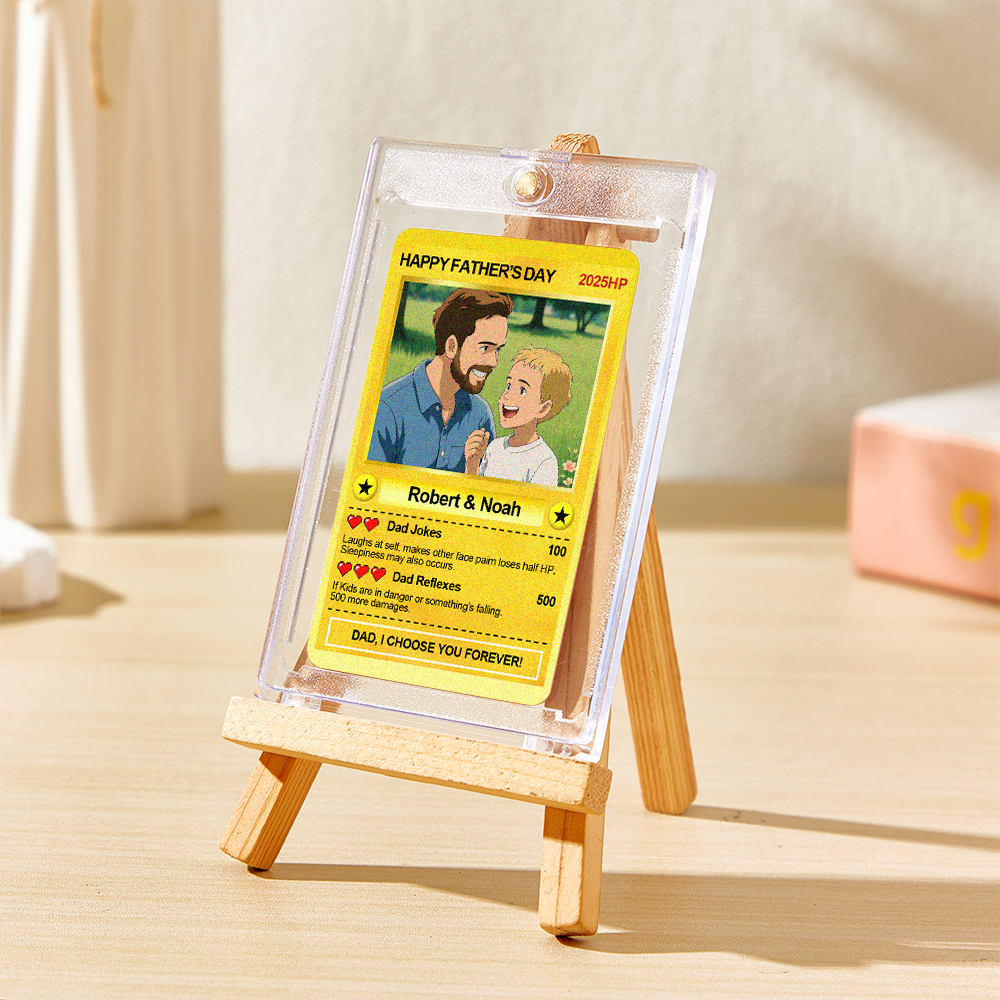 Personalized Father's Day Anime Card, Fathers Day Gift From Kids, Game Dad Gift, Custom Photo Trading Anime Card, Gamer Husband Gift,New Dad - auphotoblanket