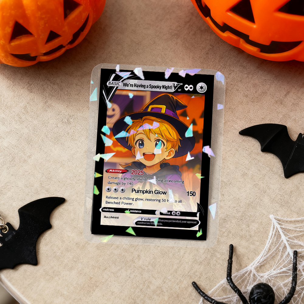 Custom Halloween Trading Card Turn Your Pet into a Spooky Poke Card Personalized Pet Halloween Gift - auphotoblanket