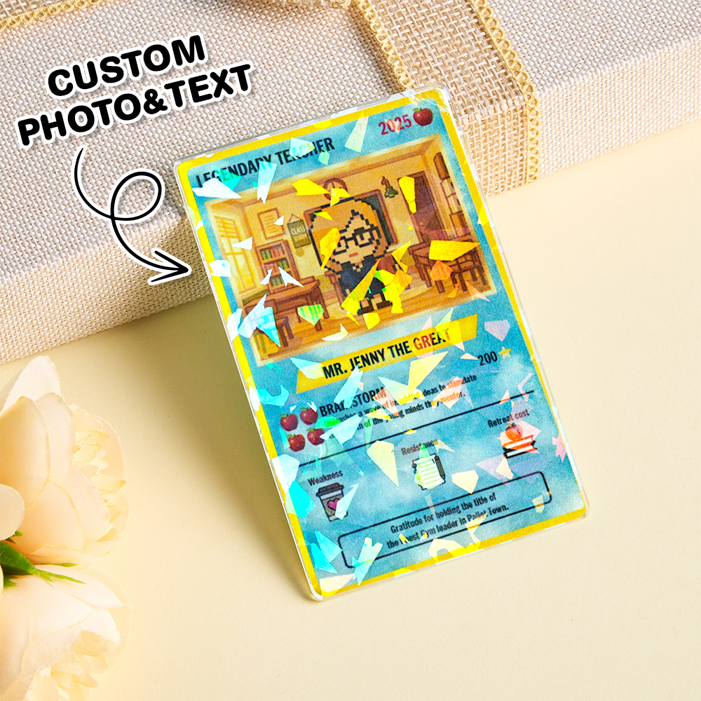 Personalized Poke Card Customize Anime Acrylic Card for Couple Legendary Card Ornament Anniversary Gift - auphotoblanket