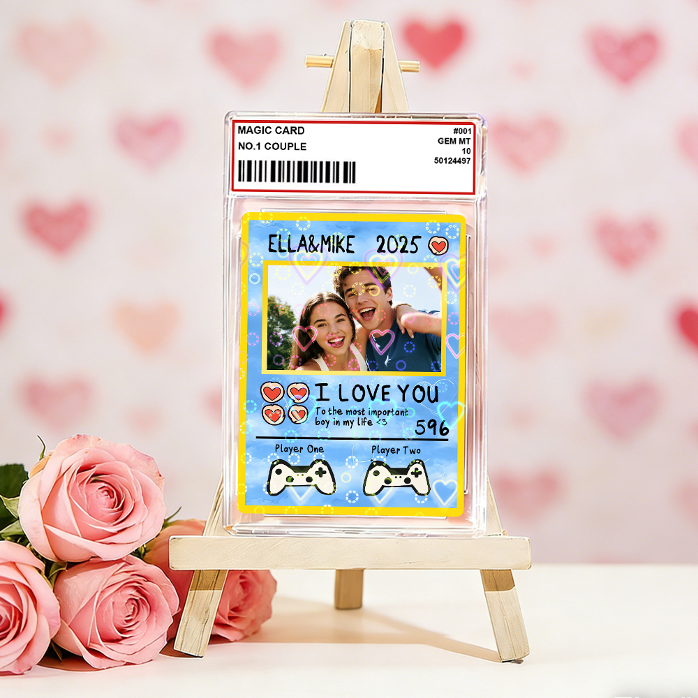 Personalized Valentine’s Day Power Couple Card, Custom Anniversary Card Couple Photo Anime Style, Best Valentine's Day Gift for Lover - auphotoblanket