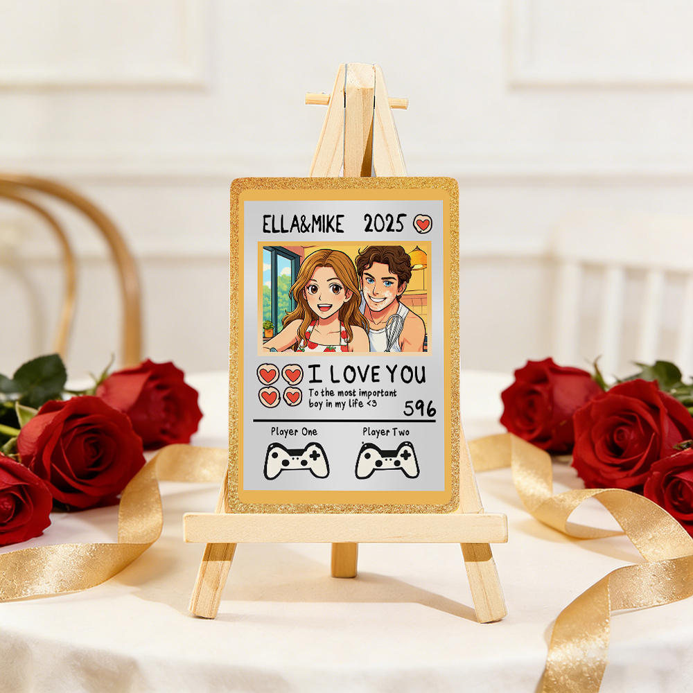 Personalized Valentine’s Day Power Couple Card, Custom Anniversary Card Couple Photo Anime Style, Best Valentine's Day Gift for Lover - auphotoblanket