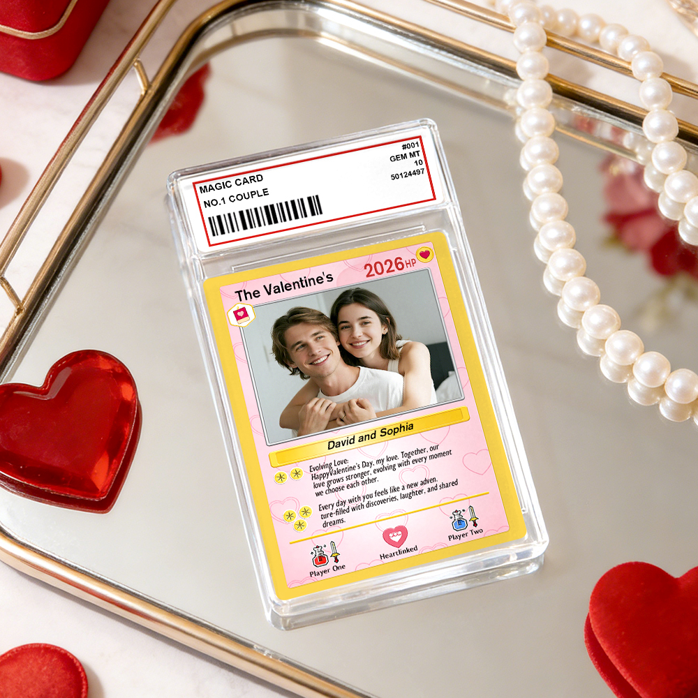 Personalized Valentine’s Day Power Couple Card, Custom Anniversary Card Couple Photo Anime Style, Best Valentine's Day Gift for Lover - auphotoblanket