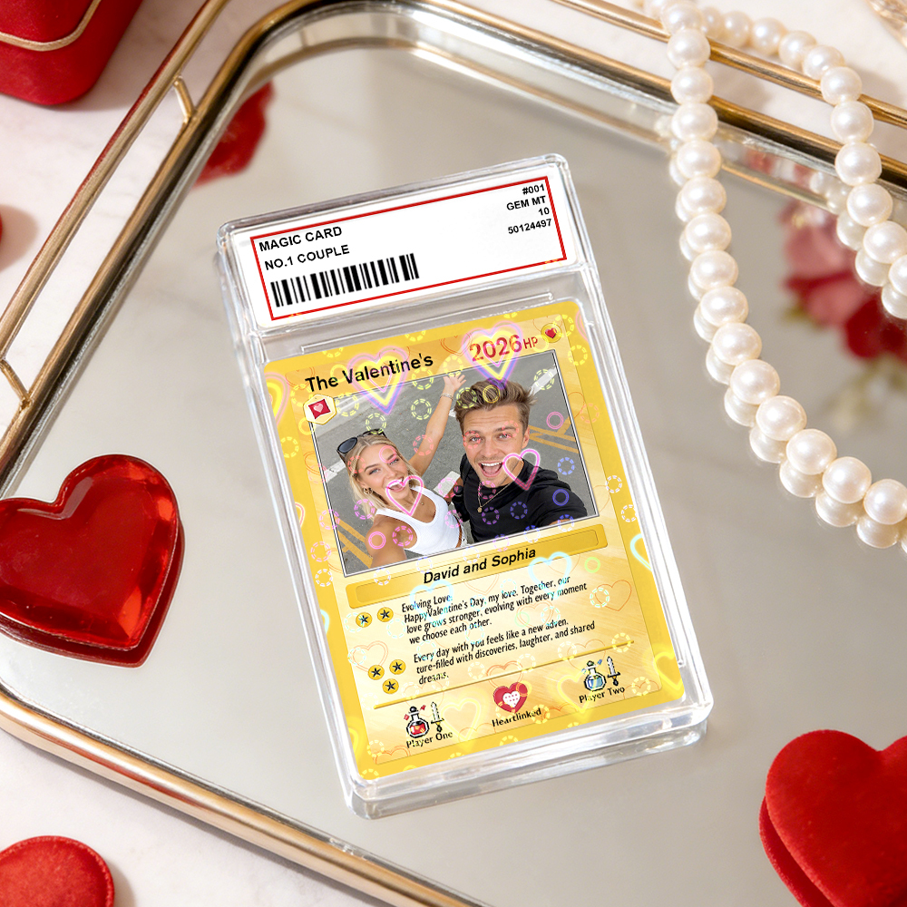 Personalized Valentine’s Day Power Couple Card, Custom Anniversary Card Couple Photo Anime Style, Best Valentine's Day Gift for Lover - auphotoblanket