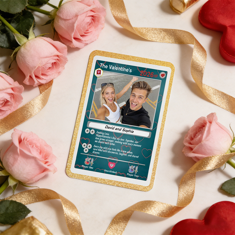 Personalized Valentine’s Day Power Couple Card, Custom Anniversary Card Couple Photo Anime Style, Best Valentine's Day Gift for Lover - auphotoblanket