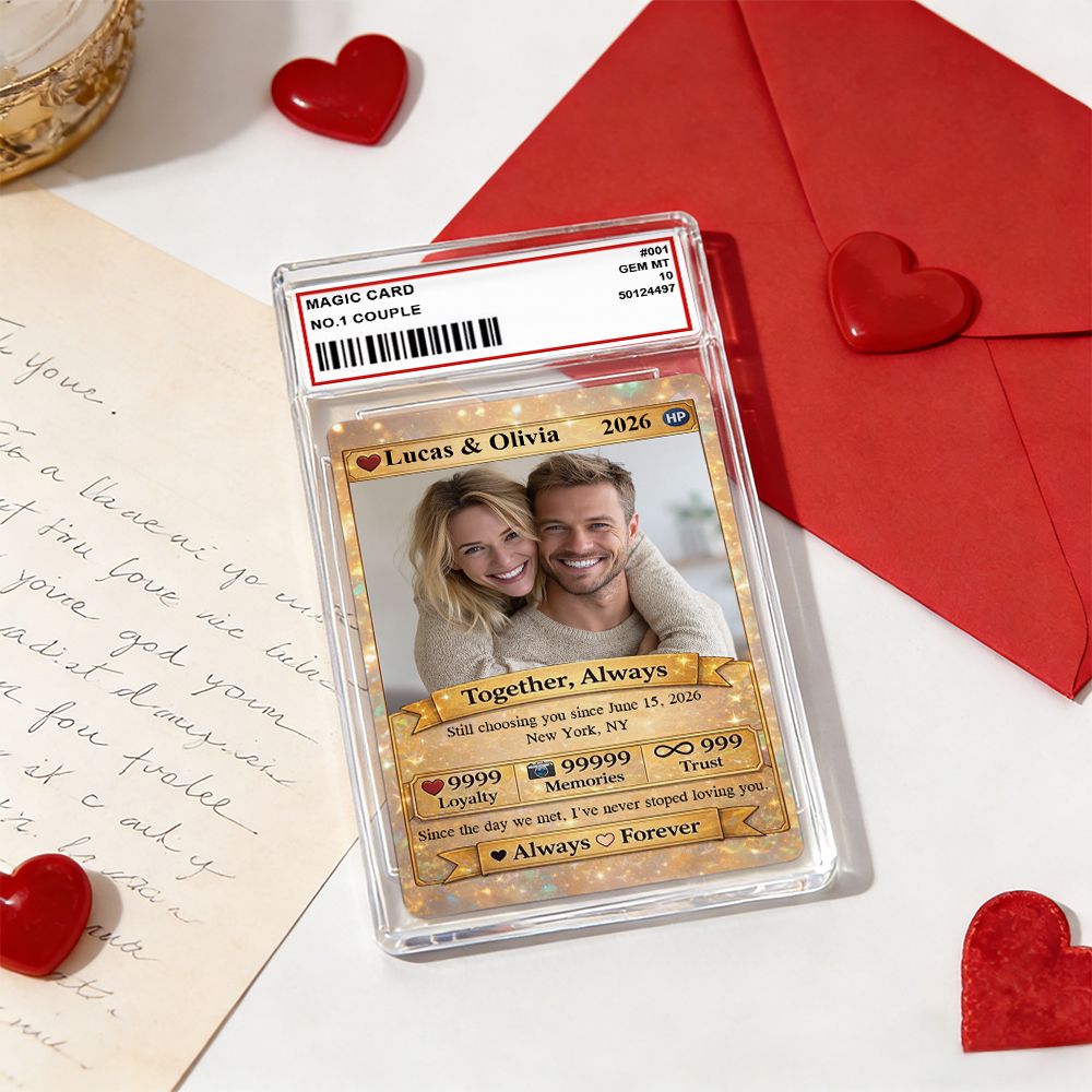 Personalized Valentine’s Day Power Couple Card, Custom Anniversary Card Couple Photo Anime Style, Best Valentine's Day Gift for Lover - auphotoblanket