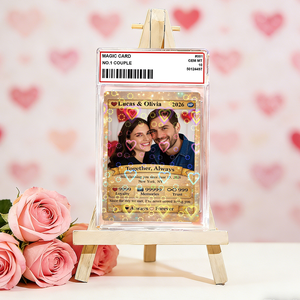 Personalized Valentine’s Day Power Couple Card, Custom Anniversary Card Couple Photo Anime Style, Best Valentine's Day Gift for Lover - auphotoblanket