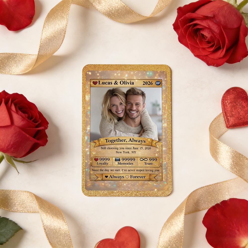 Personalized Valentine’s Day Power Couple Card, Custom Anniversary Card Couple Photo Anime Style, Best Valentine's Day Gift for Lover - auphotoblanket