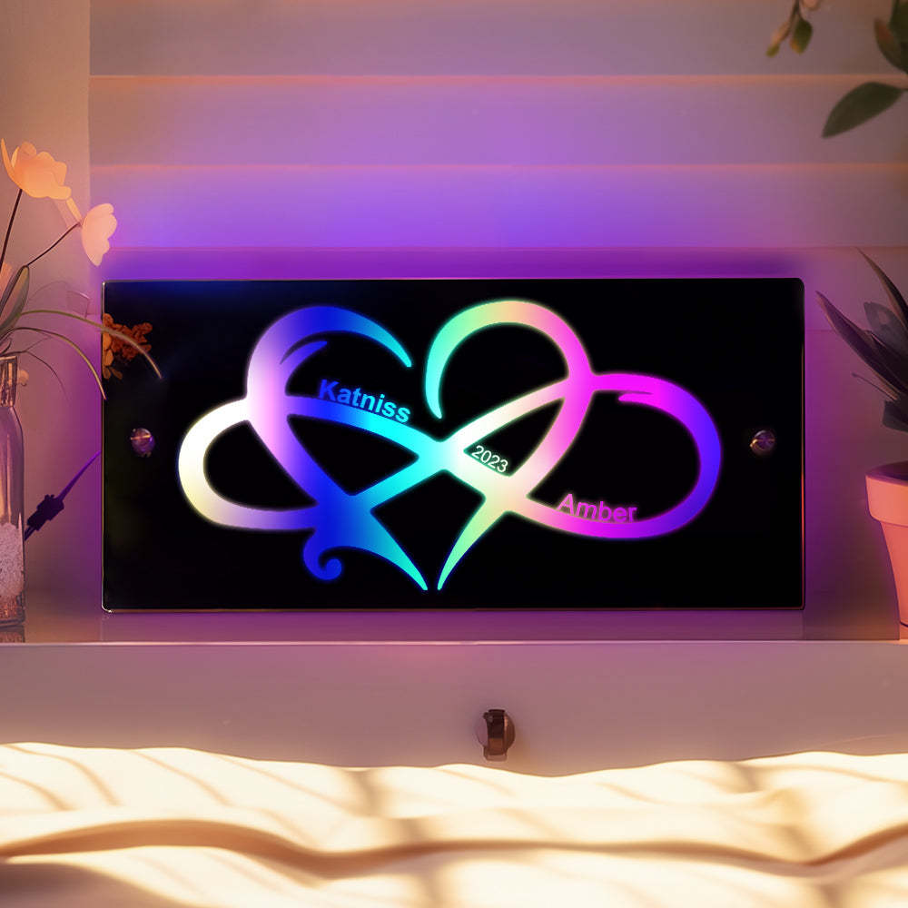 Personalized Name Infinity Love Mirror Light Couple Gift - auphotoblanket