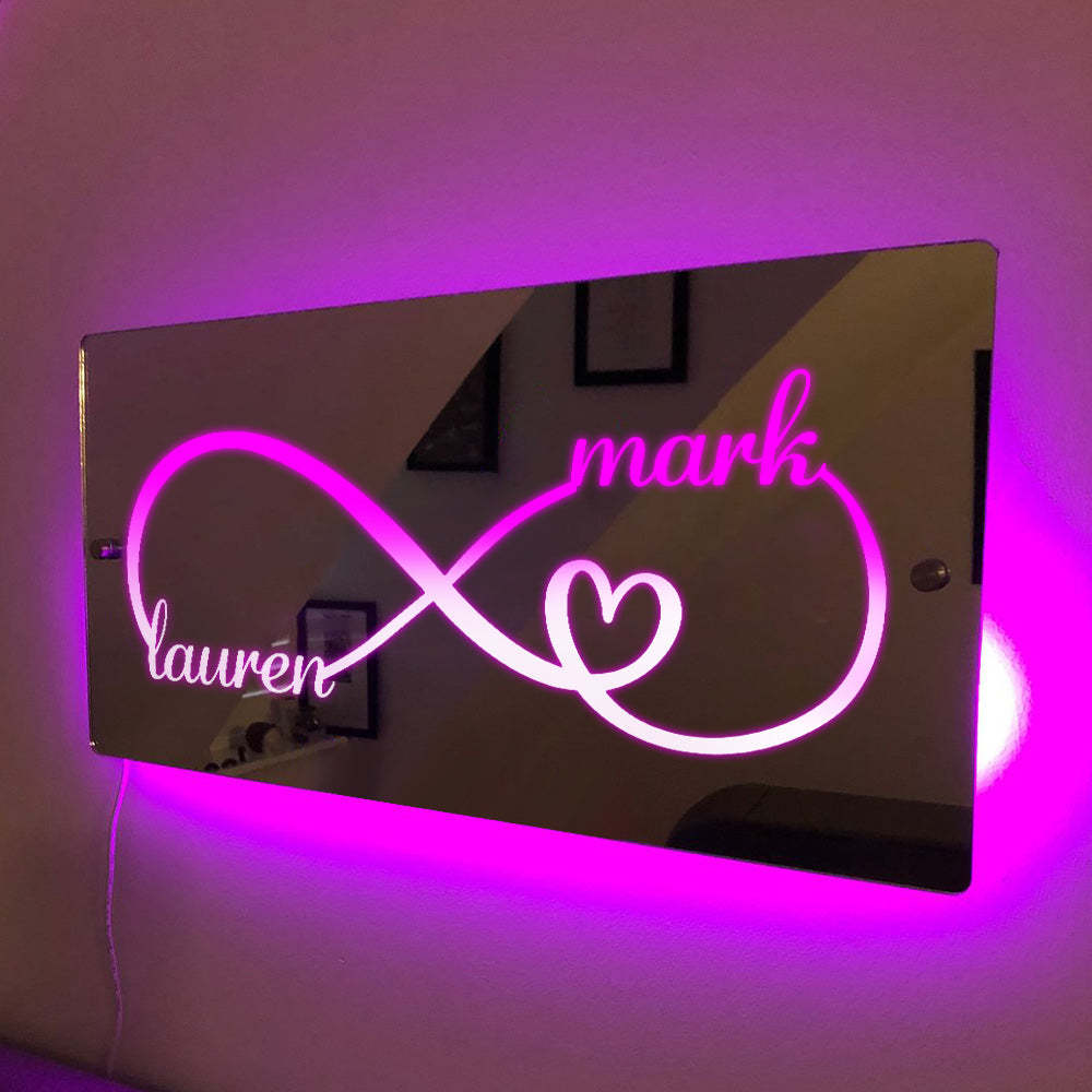 Valentine's Day Sale Custom Name Mirror Light Personalized Couple Gifts - auphotoblanket
