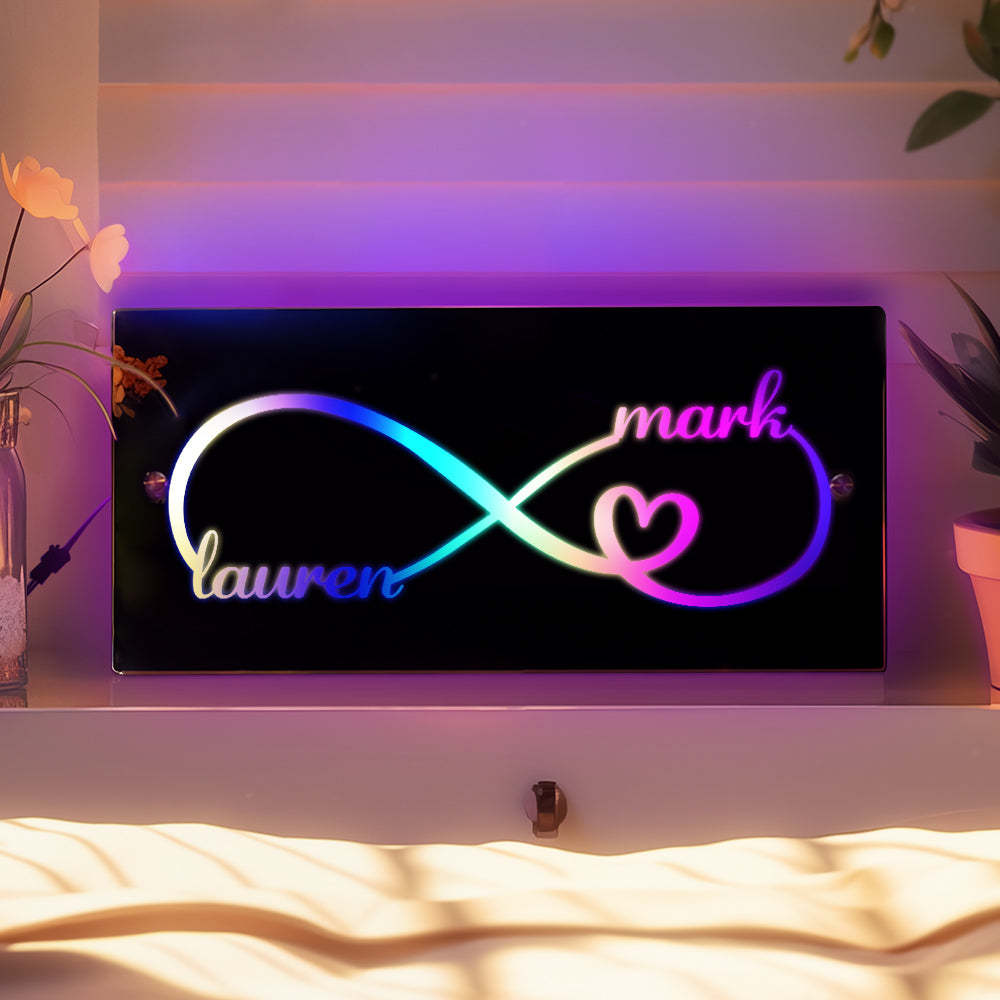 Valentine's Day Sale Custom Name Mirror Light Personalized Couple Gifts - auphotoblanket