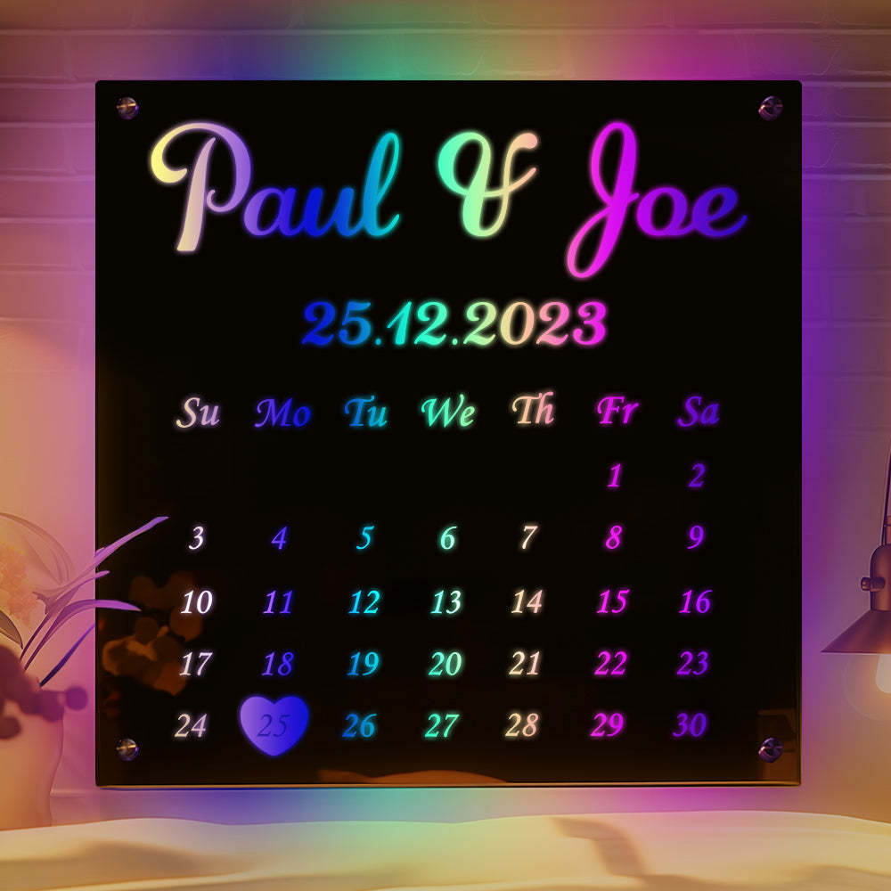 Personalized Mirror Light Custom Date Couple Gift - auphotoblanket