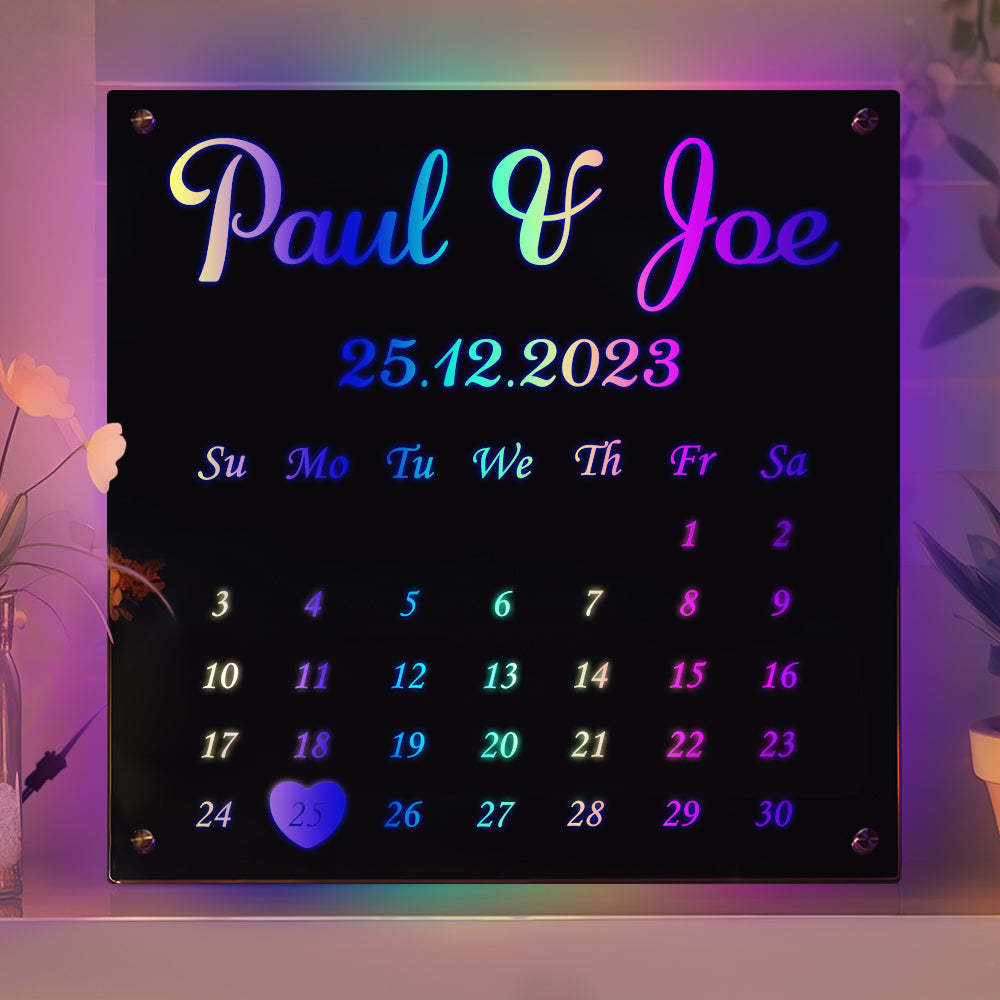 Personalized Mirror Light Custom Date Couple Gift - auphotoblanket