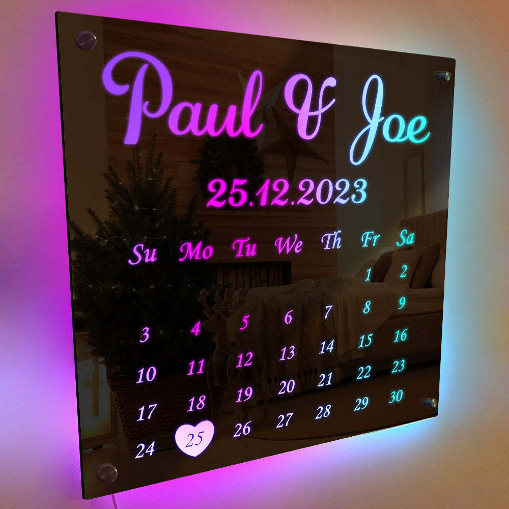 Personalized Mirror Light Custom Date Couple Gift - auphotoblanket