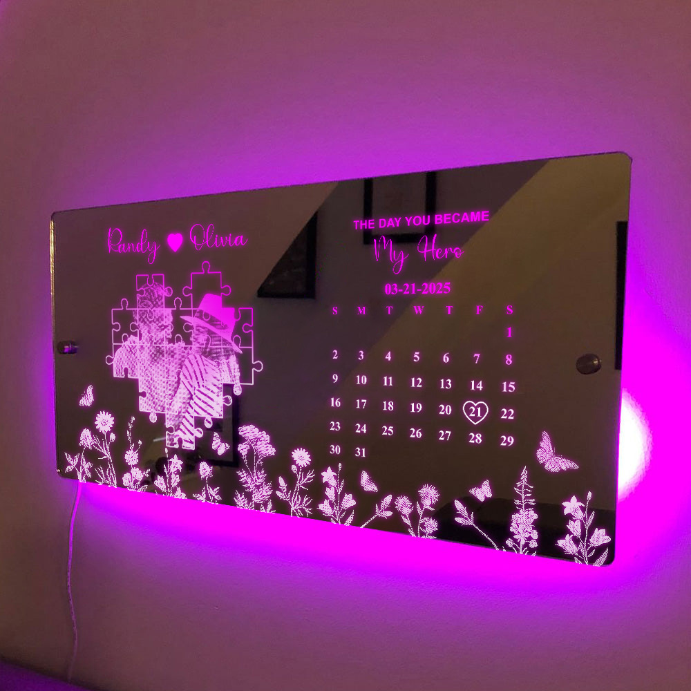 Custom Photo Mirror Light Customized Date Memorial Gifts - auphotoblanket