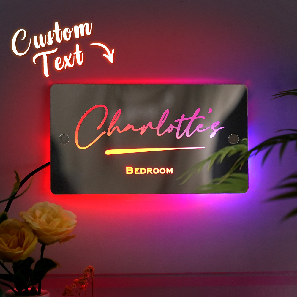 Anniversary Gifts Personalised Name Mirror Sign Custom LED illuminated