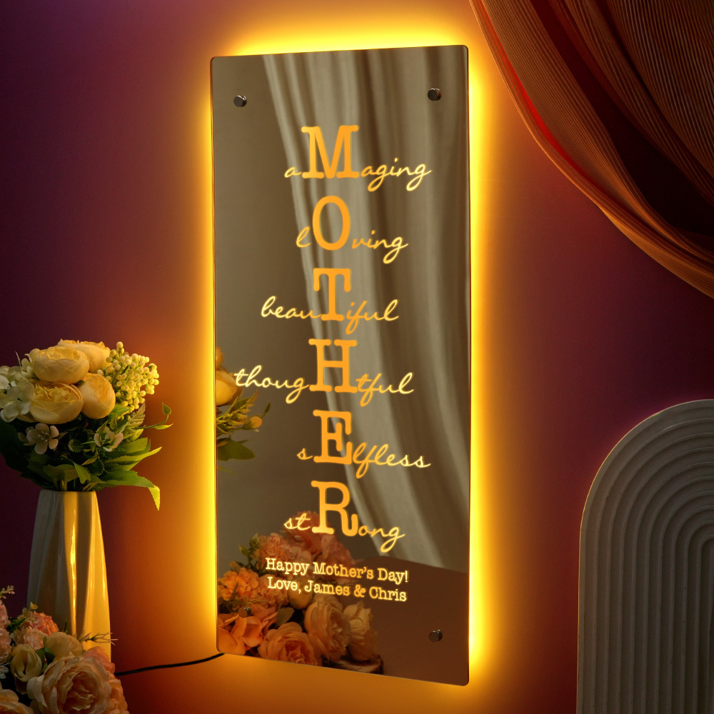 Custom Mother/Grandma Mirror Personalised Engraved Gift for Mother's Day - auphotoblanket
