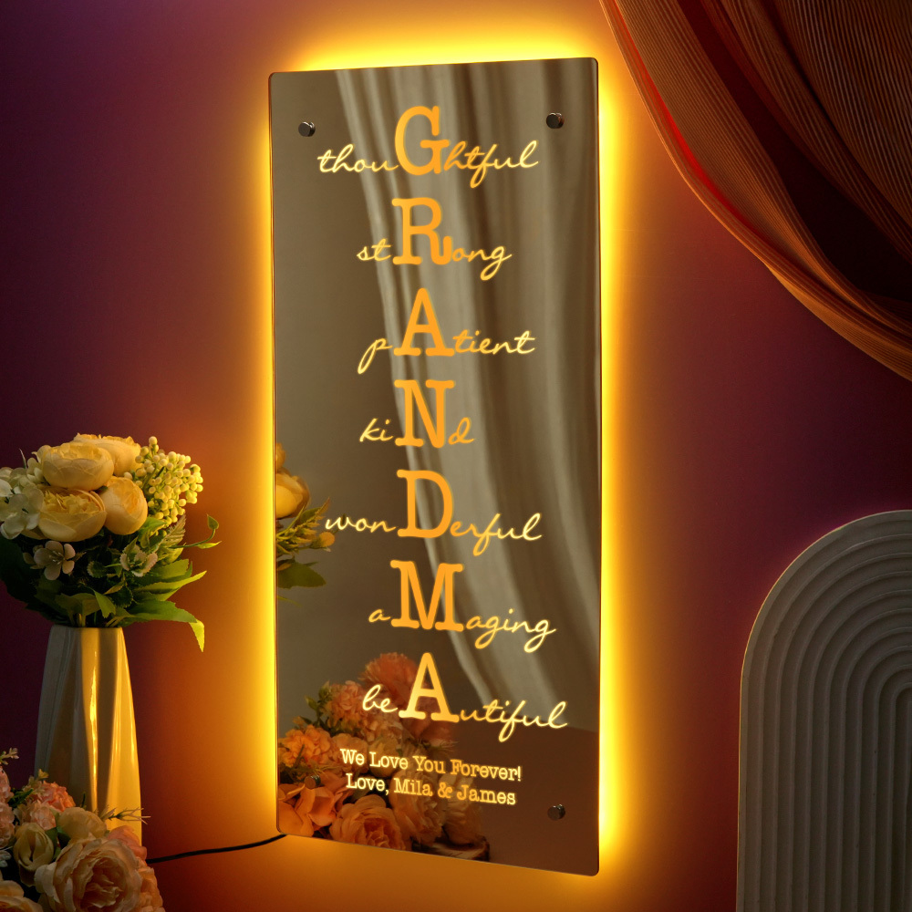 Custom Mother/Grandma Mirror Personalised Engraved Gift for Mother's Day - auphotoblanket