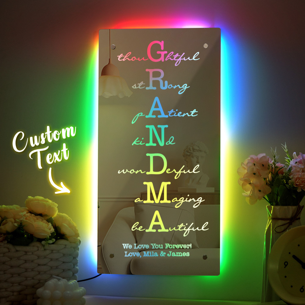 Custom Mother/Grandma Mirror Personalised Engraved Gift for Mother's Day - auphotoblanket