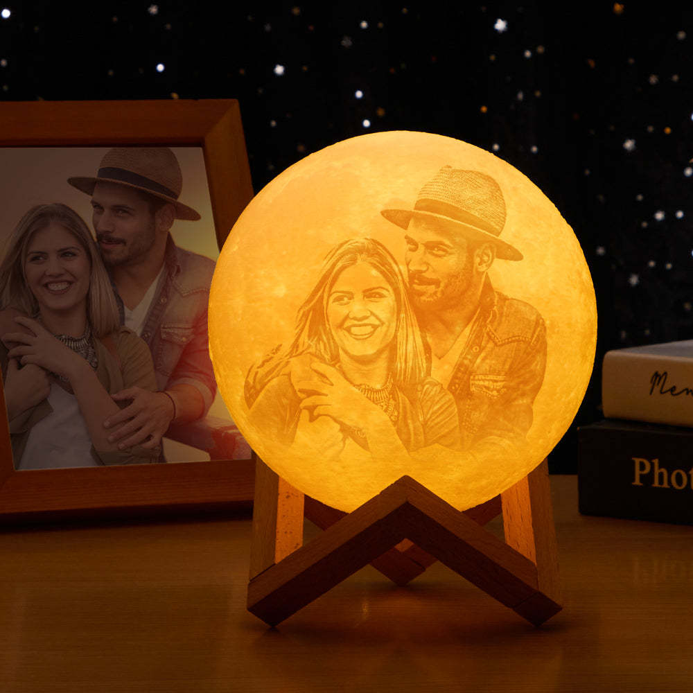 Personalized Creative 3D Print and Engraved Moon Lamp(10CM-15CM) - auphotoblanket