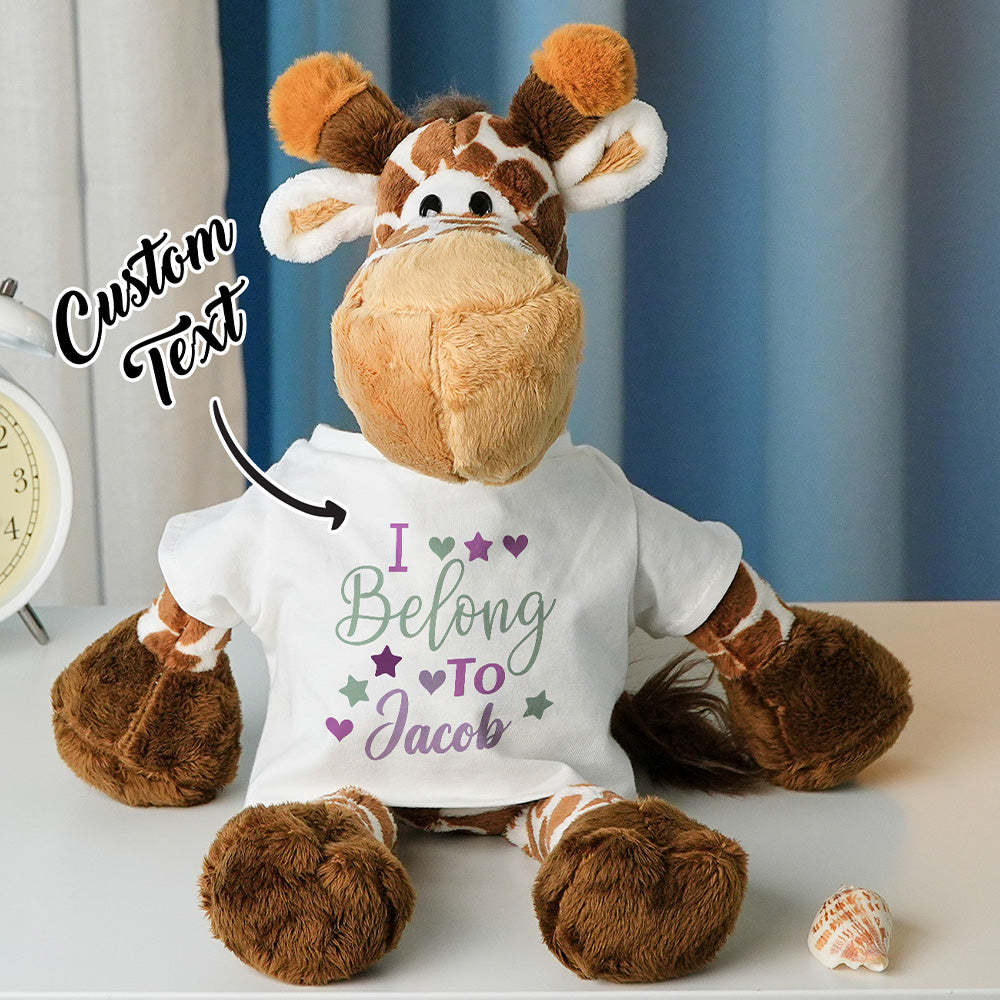 Personalized Animal Plush Stuffed Toy Birth Announcement Custom Photo Text Gift for Baby Shower - auphotoblanket