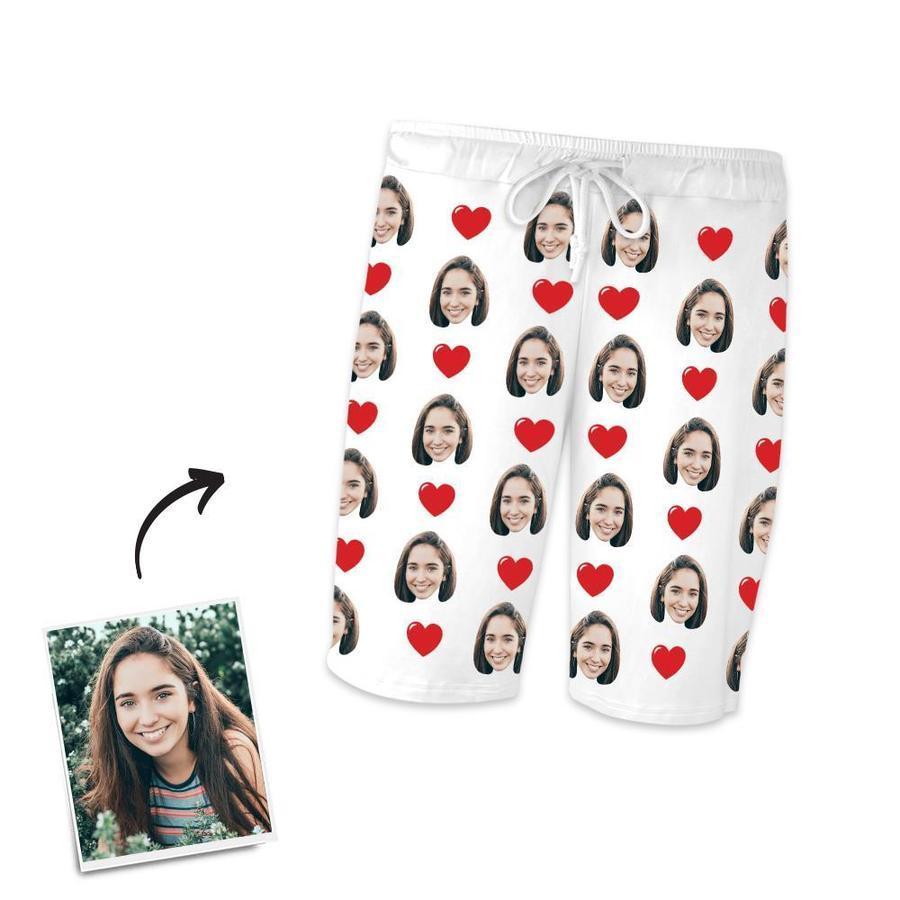 Custom Face Short Sleeved Pajamas With Hearts - Unique Pajamas Gifts For Mom - auphotoblanket