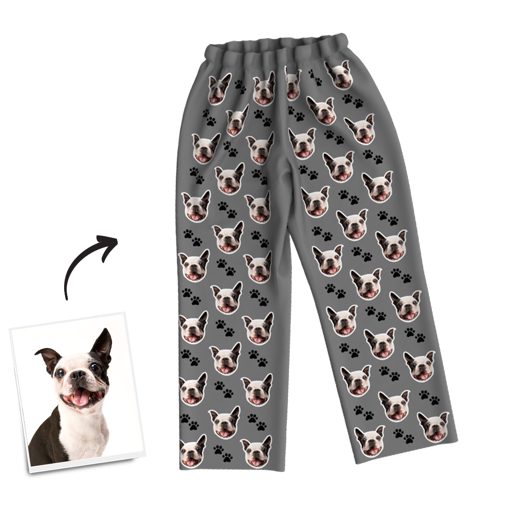 Custom Dog Photo Pajama Pants, Sleepwear, Nightwear - auphotoblanket
