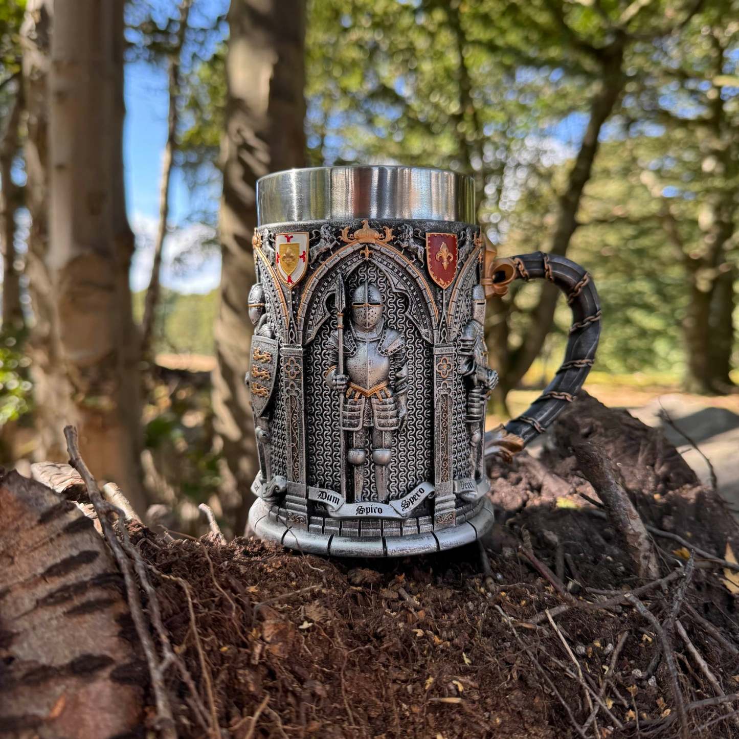 European Medieval Soldier Beer Mug, Large Stainless Steel Coffee Cup, Water Cup - auphotoblanket