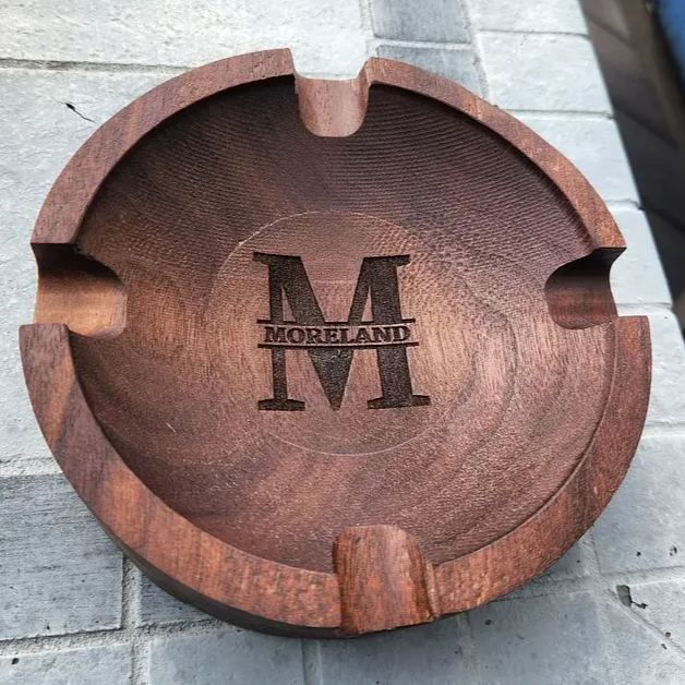 Personalized with Name or Initial Retro-Style Wooden Ashtray Man Cave or Bar Lounge Essential - auphotoblanket