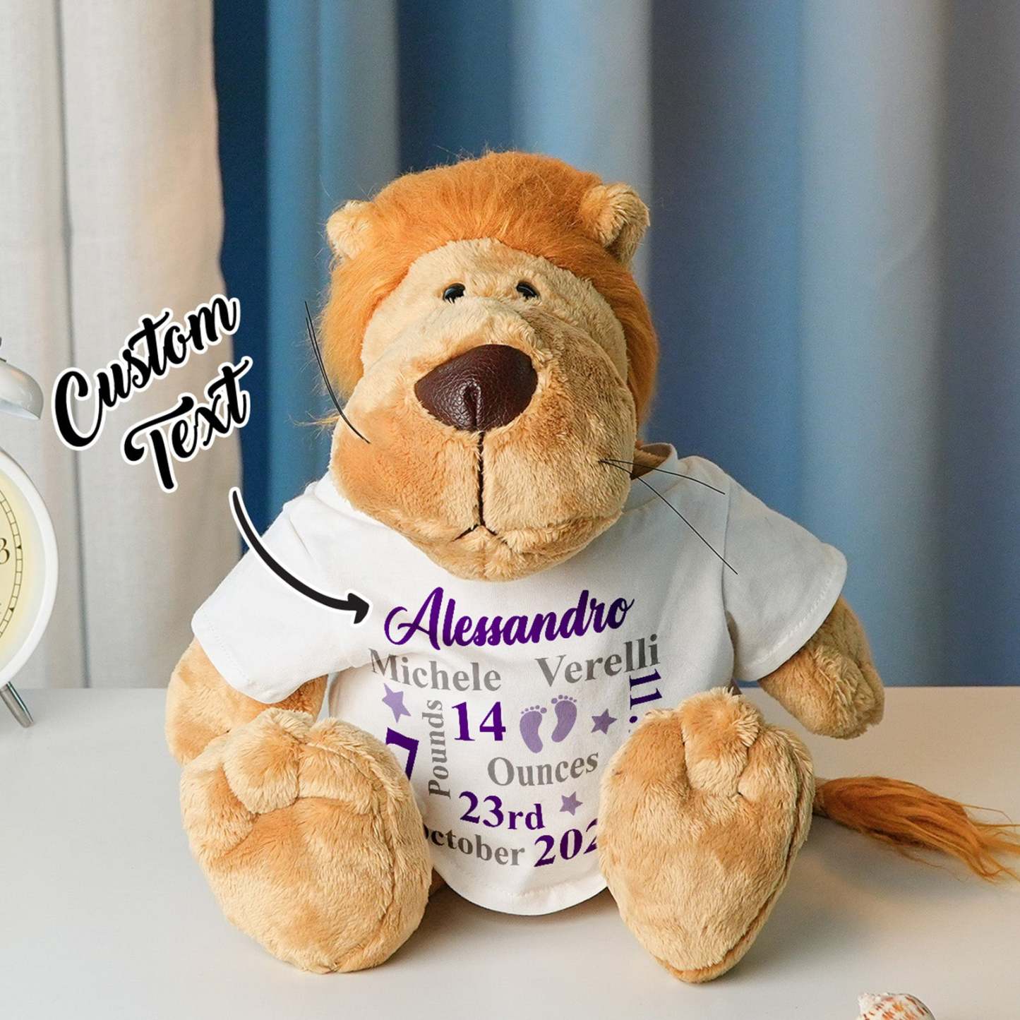 Personalized Animal Plush Stuffed Toy Birth Announcement Gift for Baby Shower - auphotoblanket